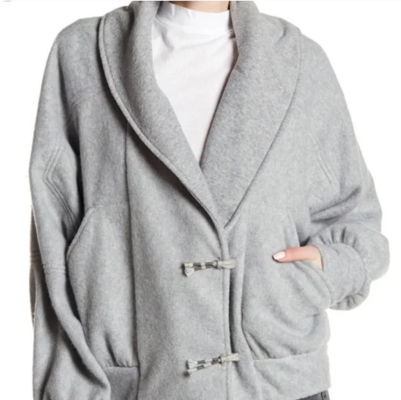Free People Passage Jacket Soft Fleece Shawl Collar Slouchy Grey Size Small NWT - Picture 12 of 14